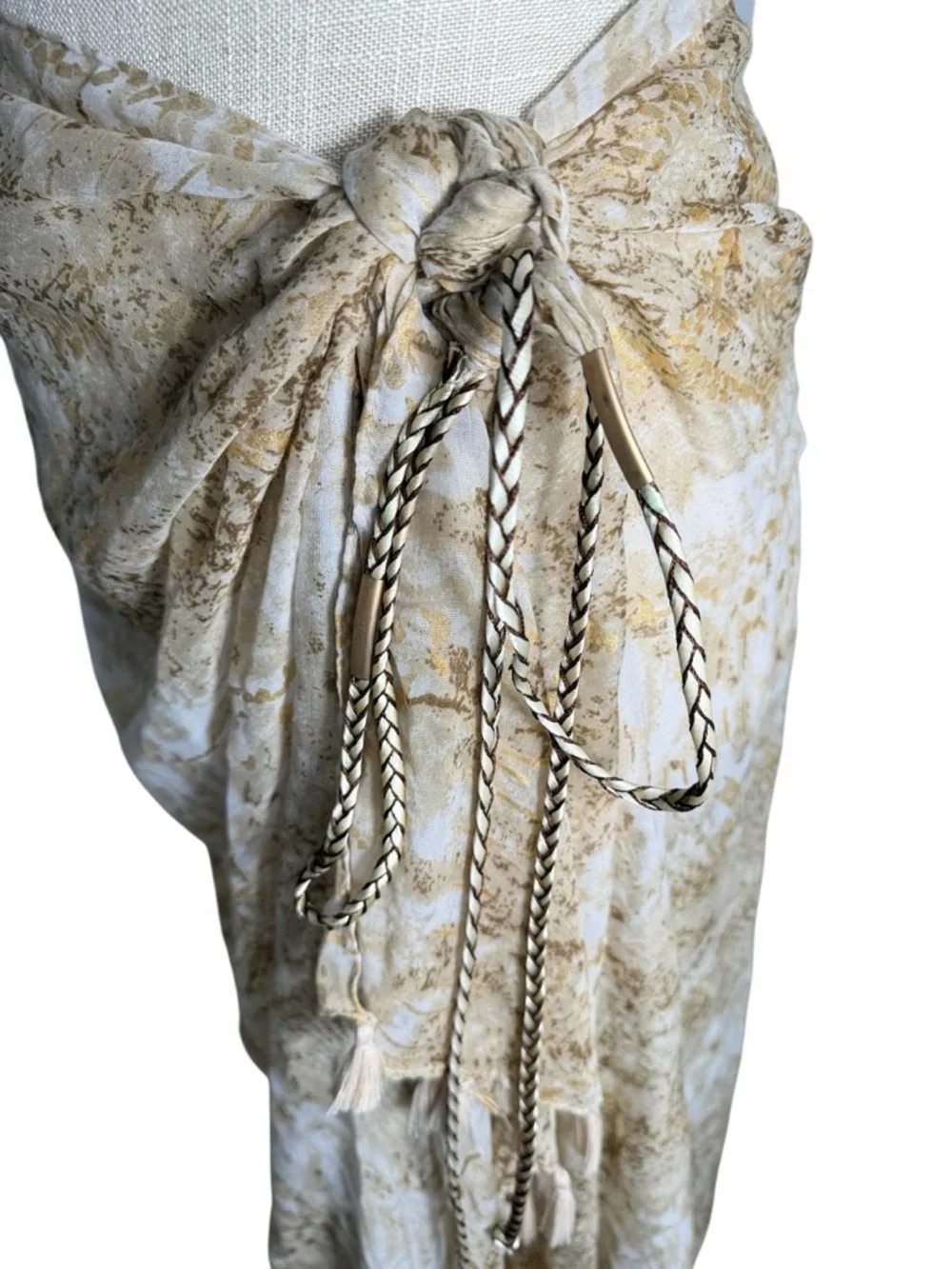 Pool To Party By Subtle Luxury Gold Neutral Toned Wrap Sarong - Picture 6 of 11